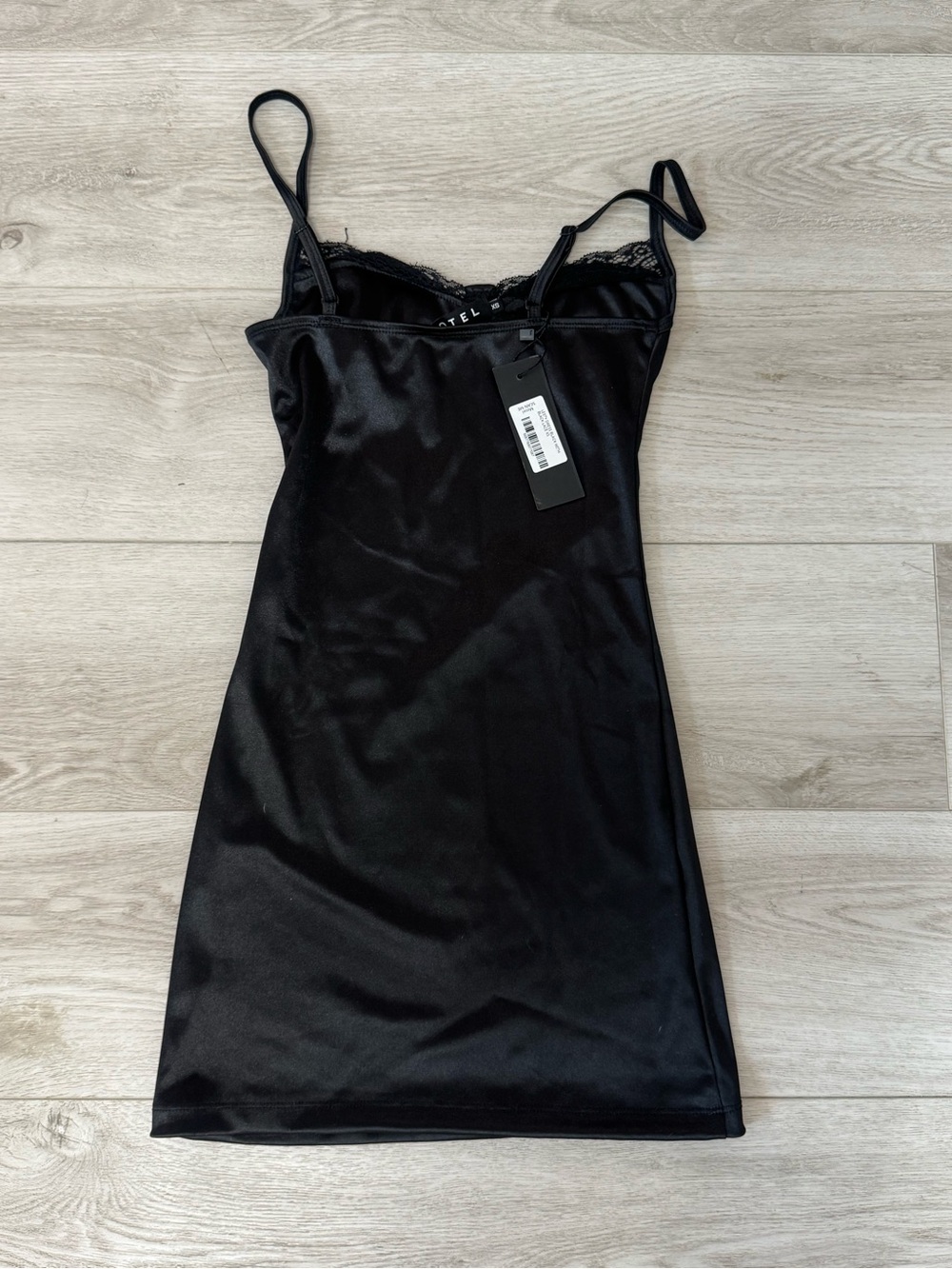NWT! Motel Rocks Satin Lacey Black Dress - Picture 4 of 7